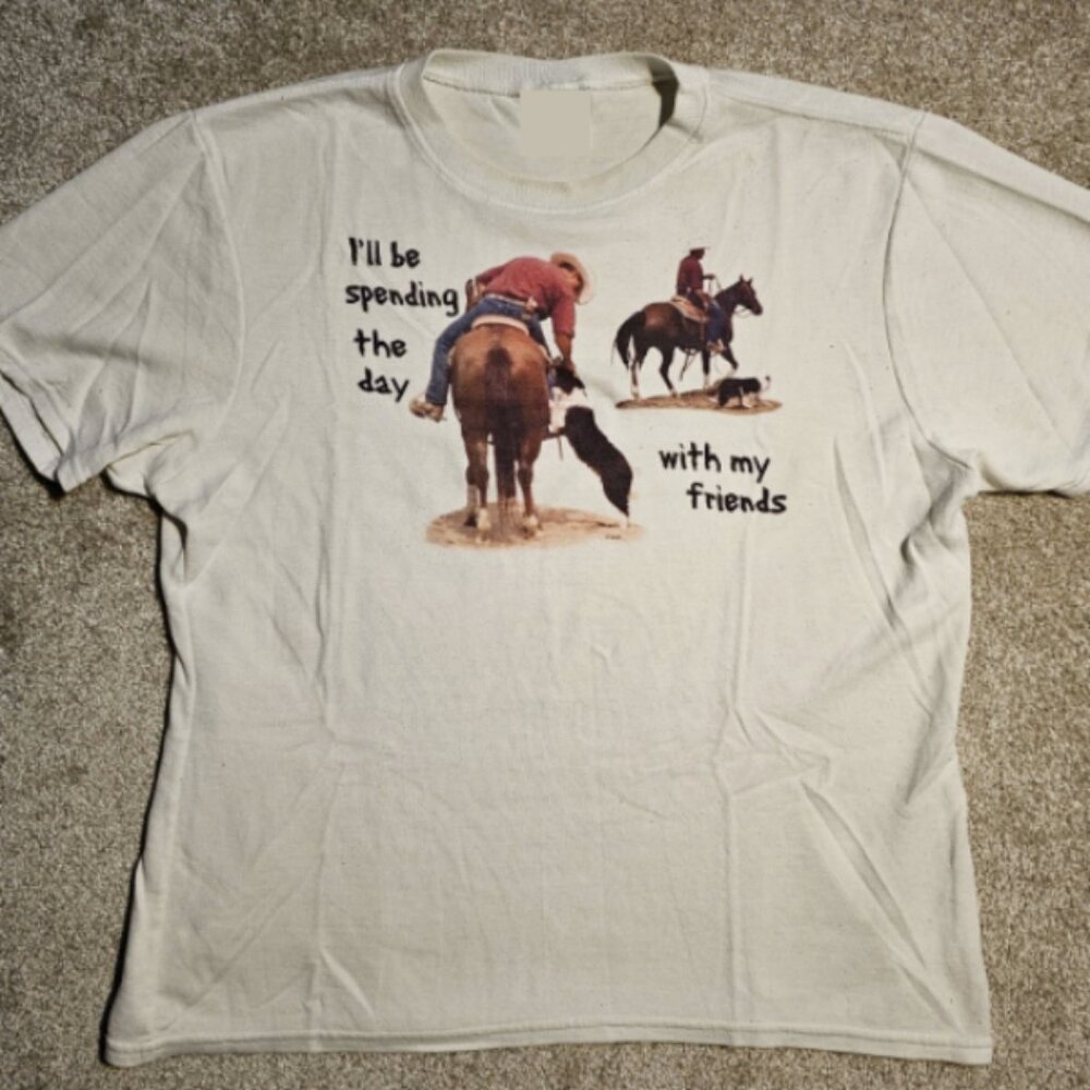 Day With My Friends Horse Cowdog T-shirt Cowboy Grunge Country